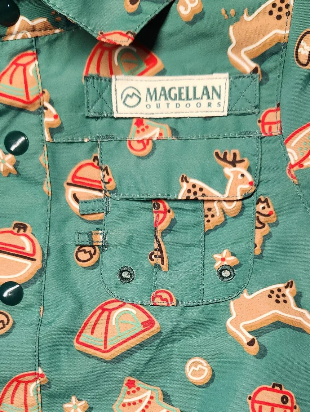 Magellan Outdoors Gingerbread Bobbers Christmas Short-Sleeve Onesie Romper 6-9 M
